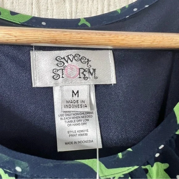 Sweet Storm Blue dove print mini dress belted 3/4 sleeve size M bird print - Picture 6 of 7